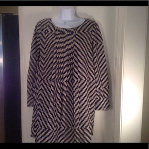 Reborn color block taupe navy pattern dress